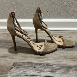 Sam Edelman Nude Suede Ankle Strap Heel